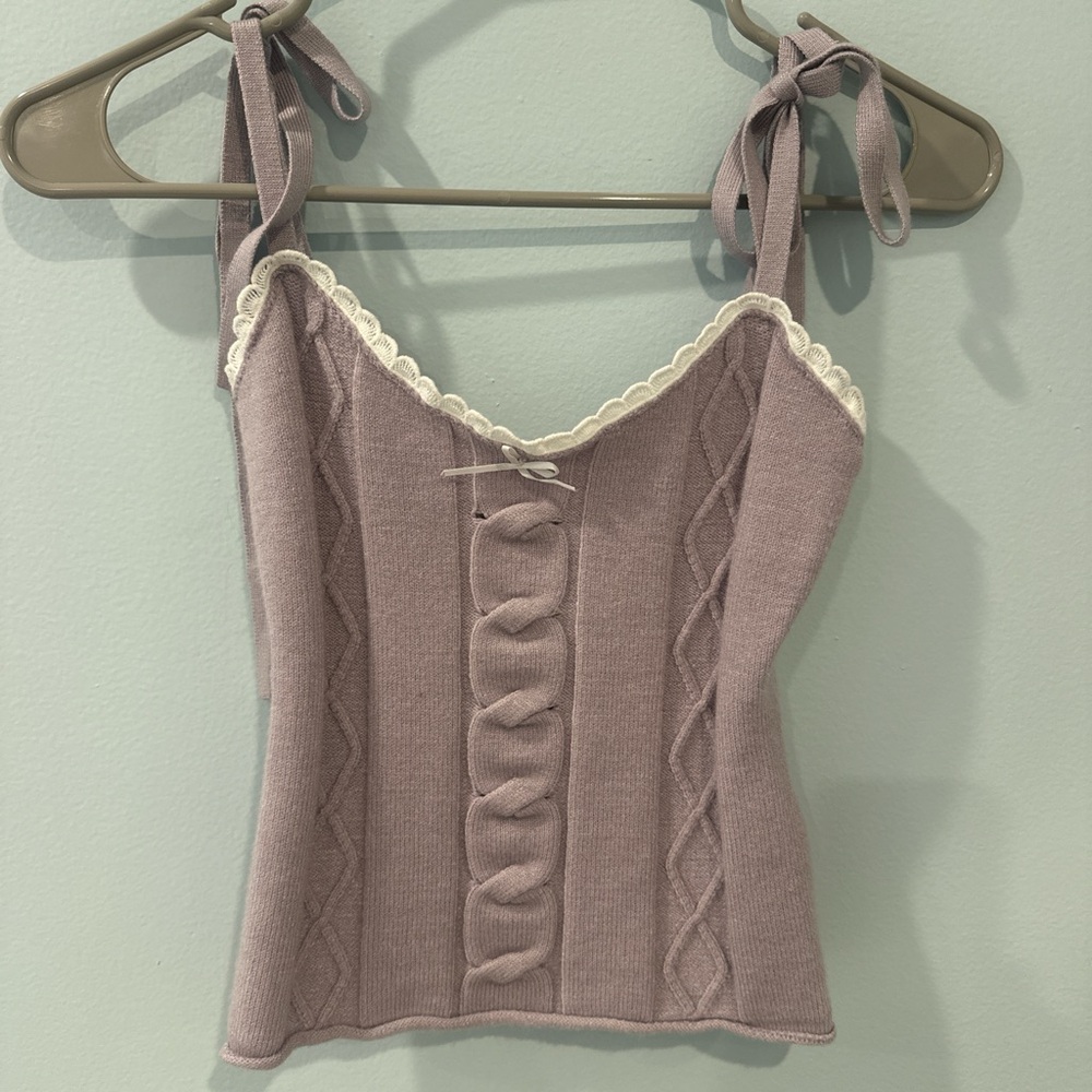 Women's Knitted Top with Bow Straps